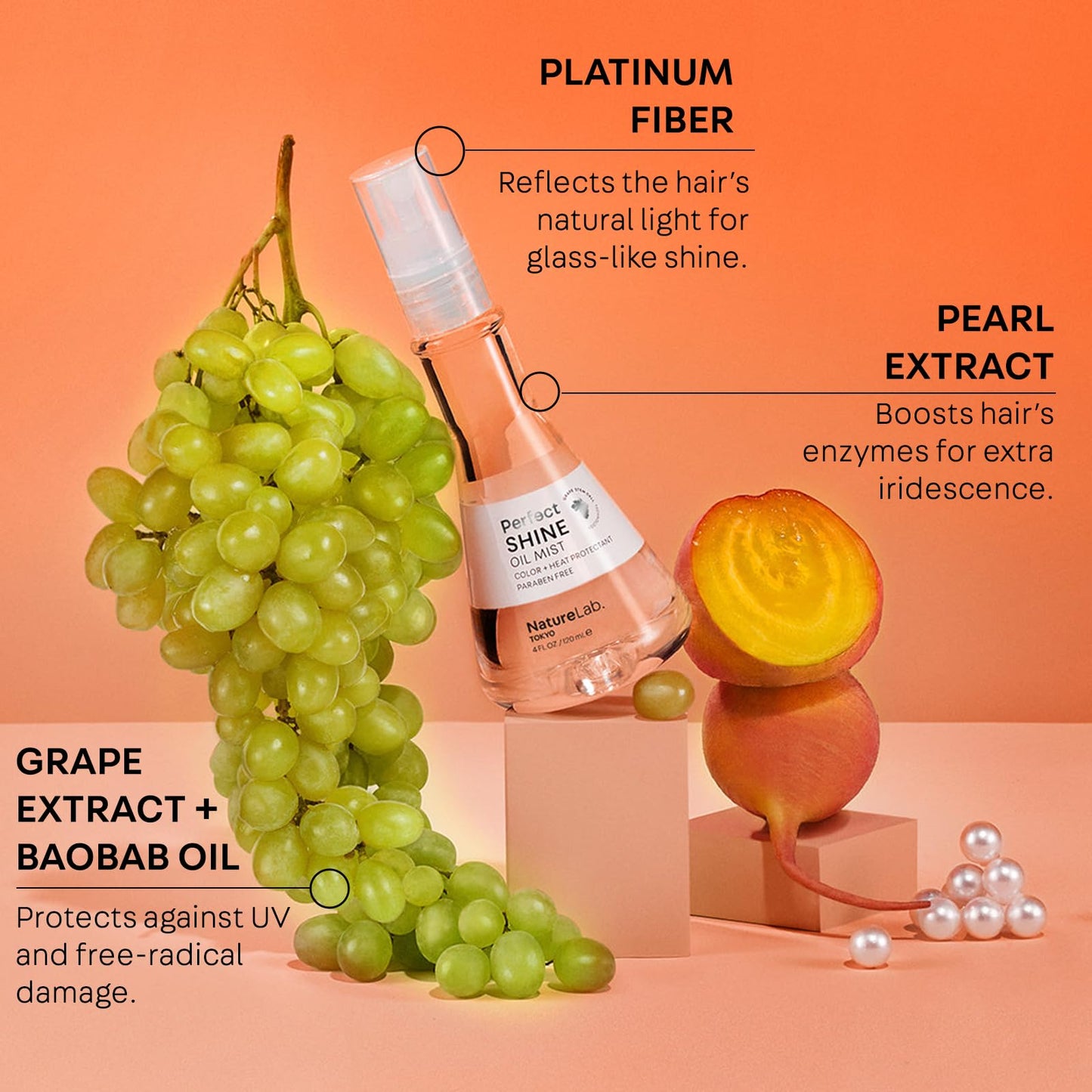 NatureLab.TOKYO Perfect Shine Oil Mist: Hair Oil Mist to Moisturize, Protect, and Reveal Immense Shine I 4 FL OZ / 120ml