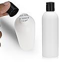 25 PCS Empty White HDPE Bottle 8oz - Cosmo Round Plastic Bottles - 24/410 Neck Black Disc Cap - 24 mm Foil Pressure Seal for Freshness and Leak