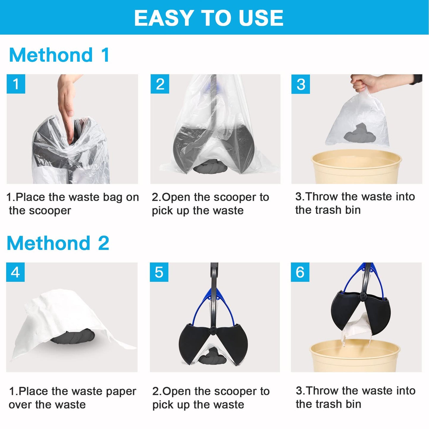 UPSKY Pooper Scooper for Large Small Dogs, Folding Dog Poop Scooper, Durable Spring and Premium Materials，Easy to Use for Dirt, Gravel Pick Up Shovel