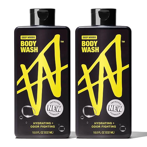 W By Jake Paul Body Wash for Men, Odor Fighting, Deep Cleaning Shower Gel, Hydrating Mens Bodywash, Deep Woods Scent, 2 Pack, 18 fl oz