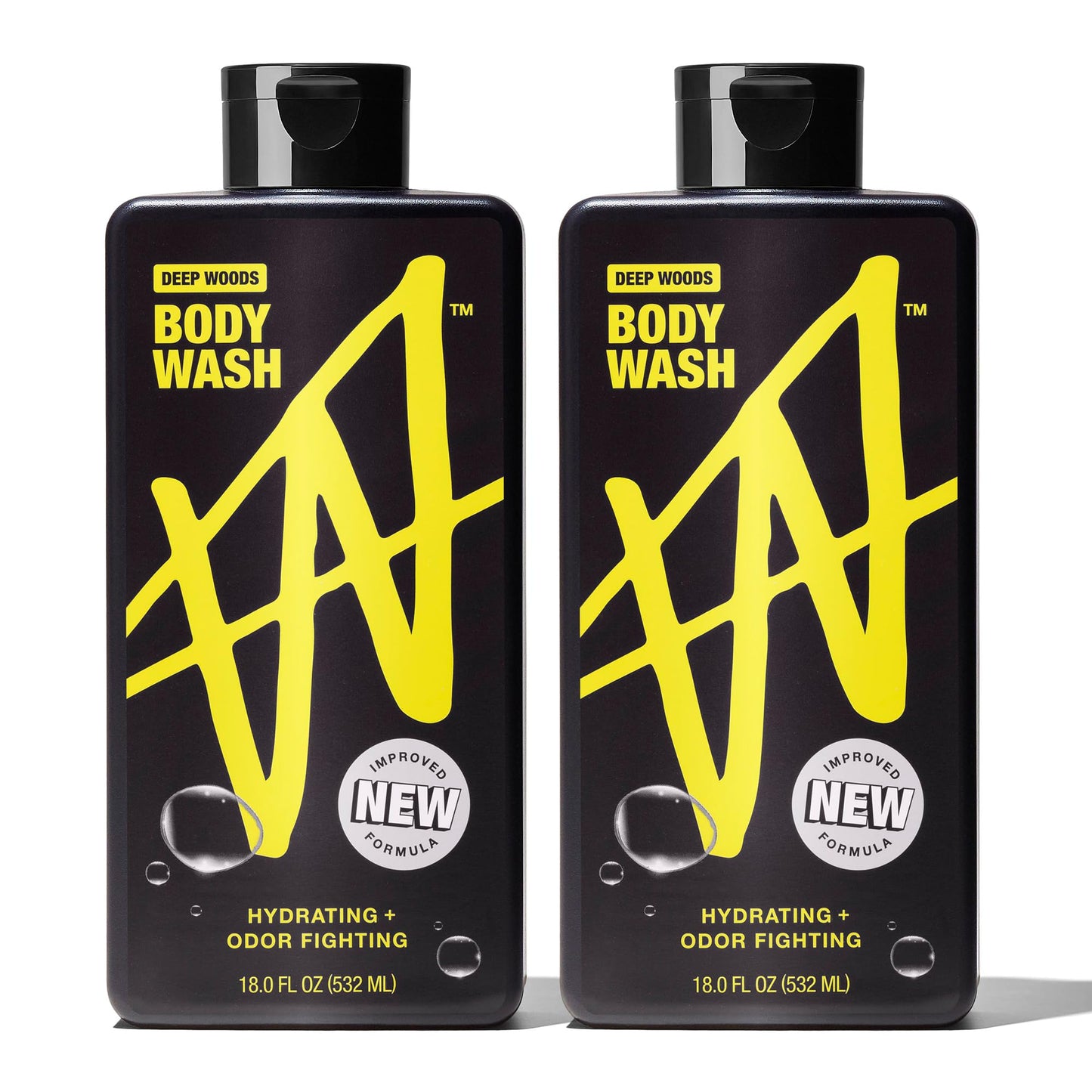 W By Jake Paul Body Wash for Men, Odor Fighting, Deep Cleaning Shower Gel, Hydrating Mens Bodywash, Deep Woods Scent, 2 Pack, 18 fl oz