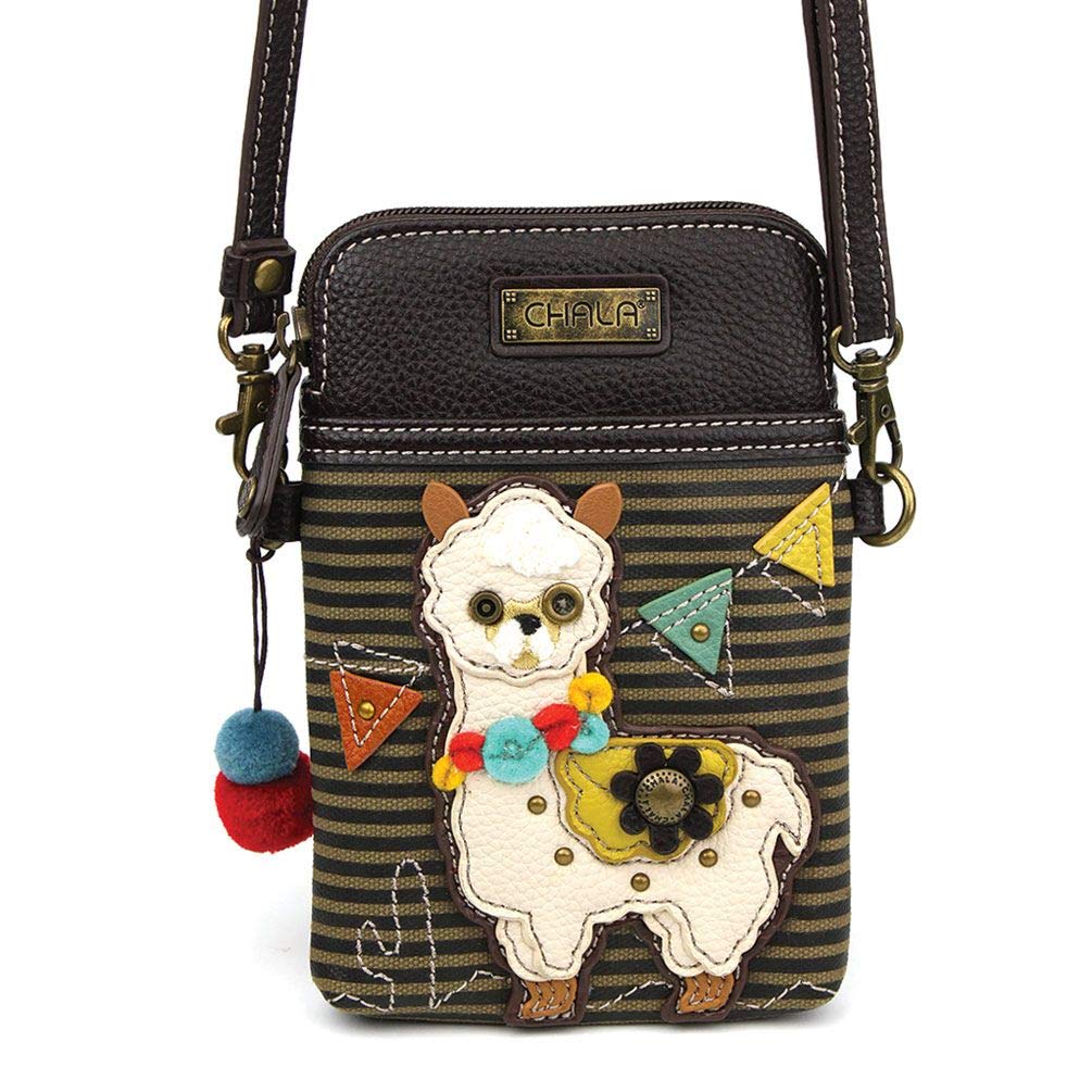 Chala Handbags Llama Striped Cellphone Crossbody Handbag - Llama Collector 5" x 7.5" x 1"