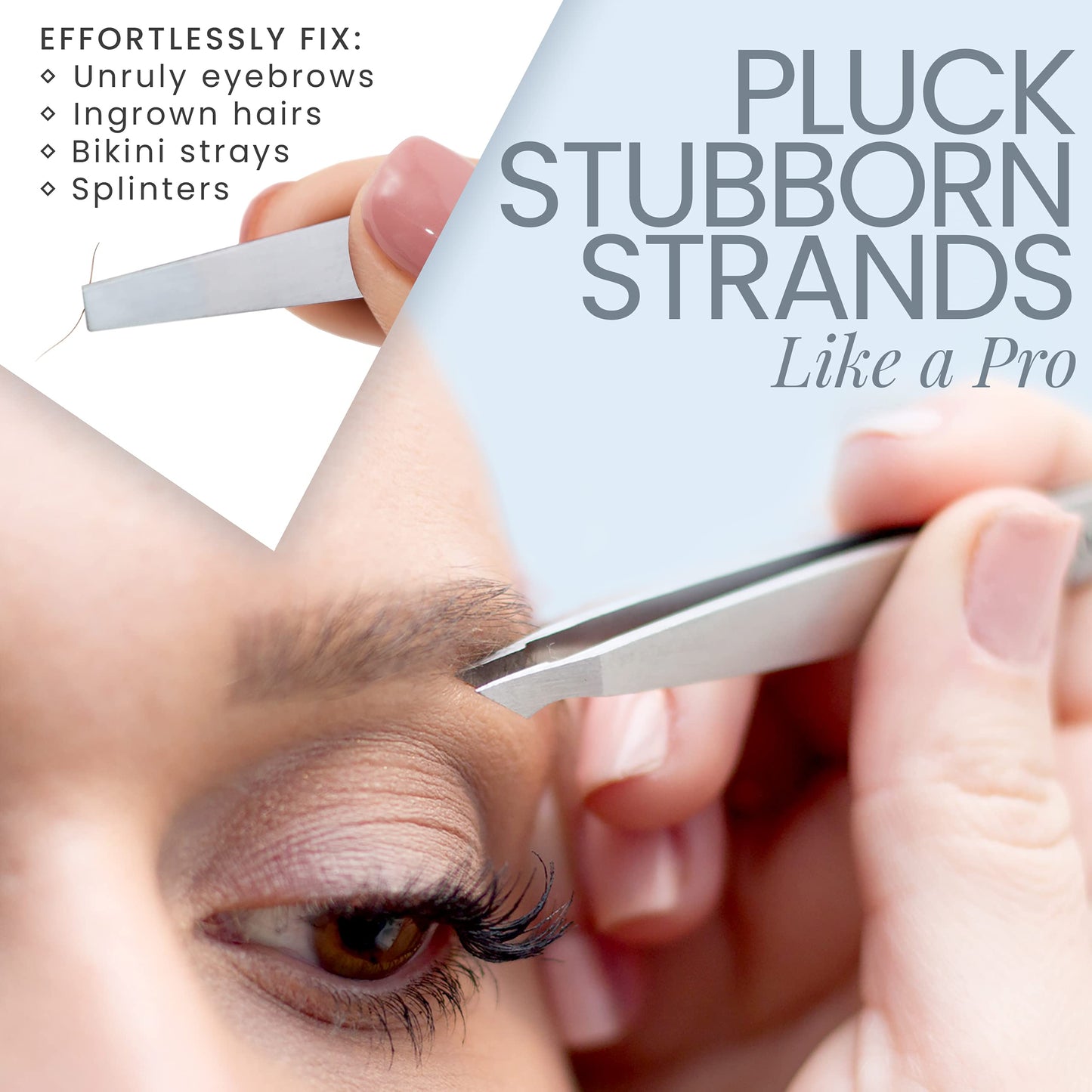 Tweezer Guru Eyebrow Tweezer Set for Women & Men - Professional Slant and Pointed Tweezers Set with Case - Precision Tweezers Kit for Facial Hair