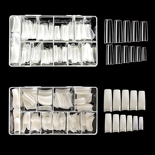 Vivace 2PACK Natural/Clear Half-moon 510 Artificial Fake Gel Nails (total 1020Tips) 11Sizes For Nail Salon Nail Shop 27010/27012 (Half-Moon)