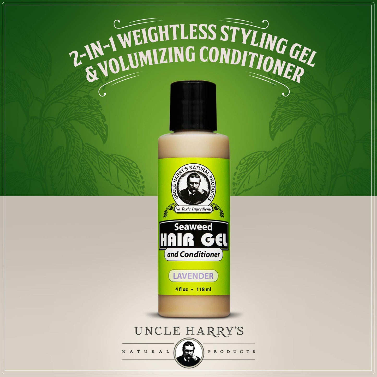 Uncle Harry's Lavender Seaweed Hair Gel & Volumizing Conditioner | 2 in 1 Natural Styling Gel & Hair Moisturizer for Dry Hair Damaged | 100% Pure Hair