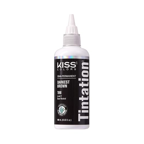 Red by Kiss Tintation Semi-Permanent Hair Color, Aloe Vera Water Based, Argan Oil, Olive Oil, Collagen & Keratin, Long-Lasting Color Dye (Darkest