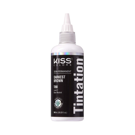 Red by Kiss Tintation Semi-Permanent Hair Color, Aloe Vera Water Based, Argan Oil, Olive Oil, Collagen & Keratin, Long-Lasting Color Dye (Darkest