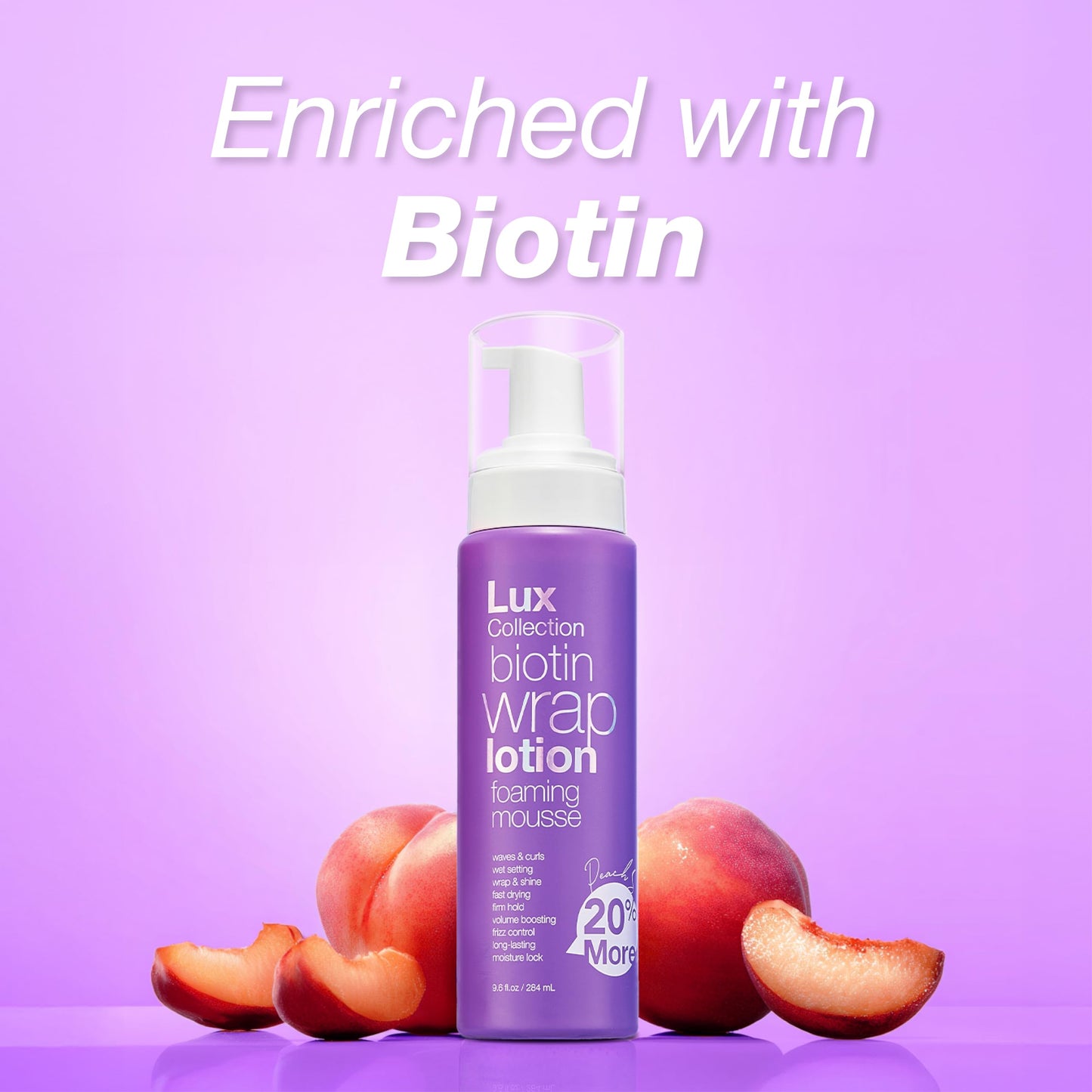 Lux Collection Wrapping Foam Lotion Wave Curl Wet Setting Styling Hair Foaming Mousse 9.6 fl.oz / 284mL Biotin