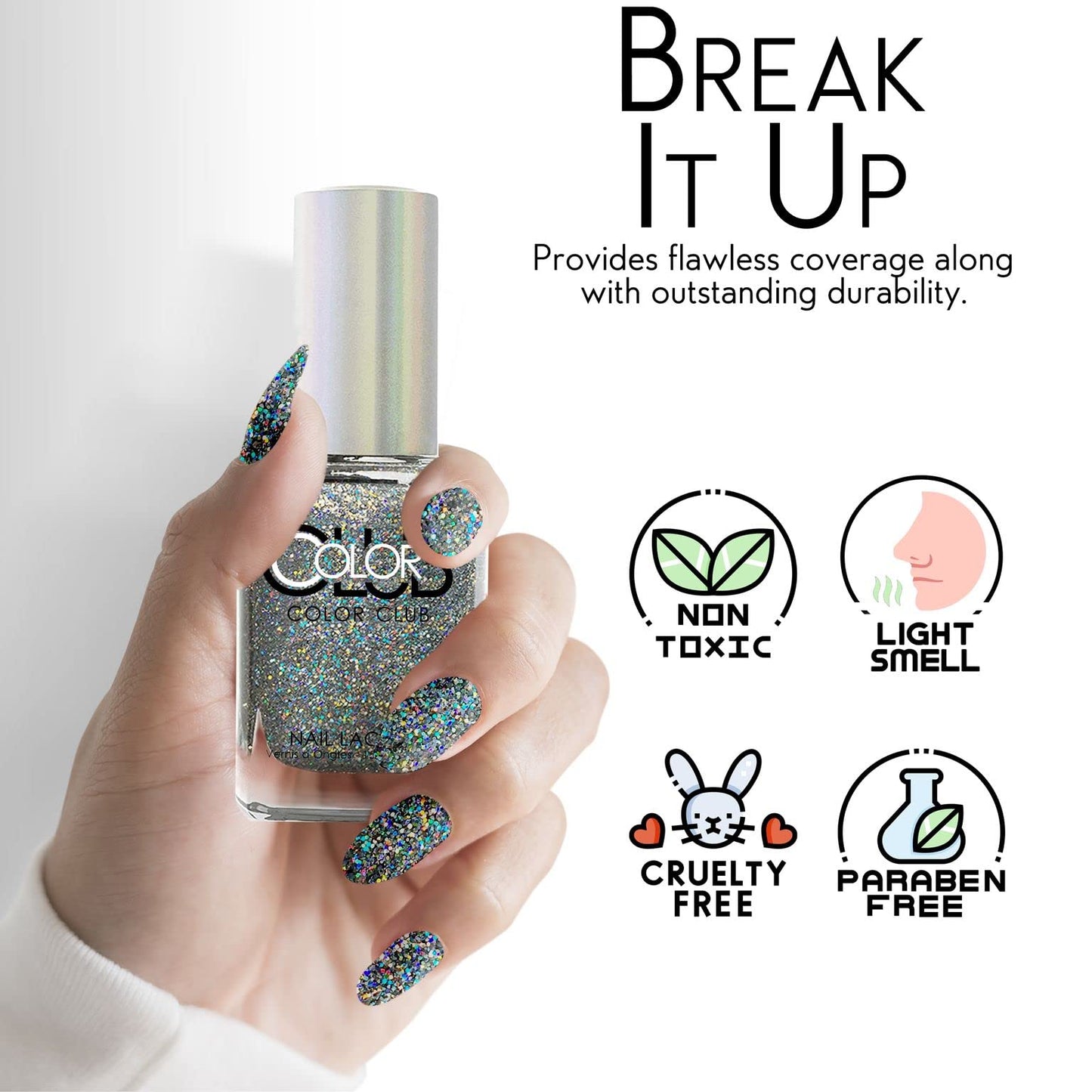 Color Club Break It Up Color Club Halo Hues Glitter Nail Lacquer .5 Fl Ounce - 15 Ml, 0.5 fluid_ounces Beauty & Personal Care Color Club