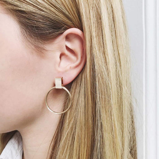 DoubleNine Round Hoops Earrings Boho Circle Geometric Earrings Wedding Bridal Jewelry for Women Girls Beauty & Personal Care Doubnine