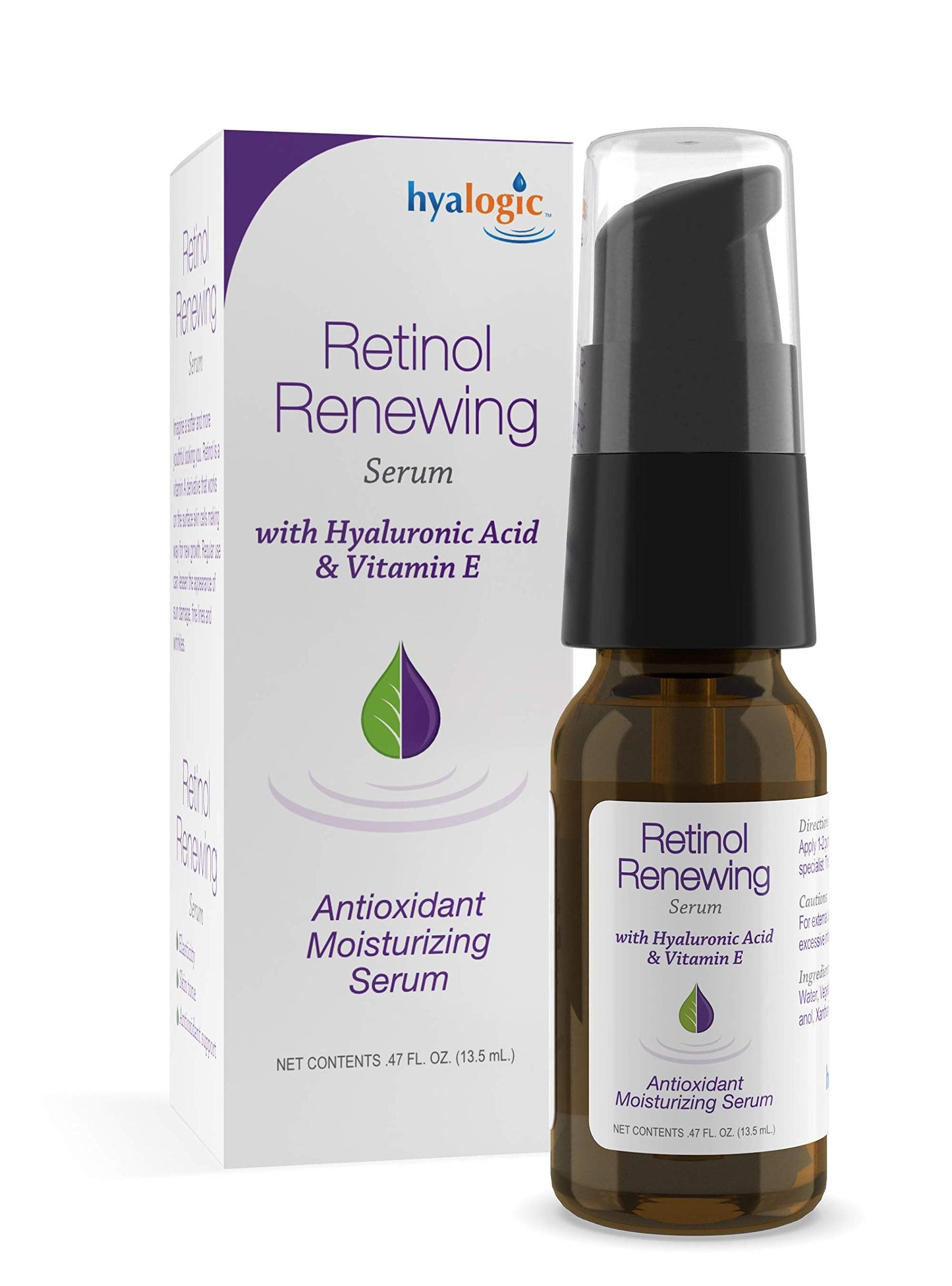 Hyalogic Retinol Serum- Skin Renewal & Wrinkle Repair Face Serum with Hyaluronic Acid & Vitamin A - For Clearer, Radiant Looking Skin (.47 fl oz.)