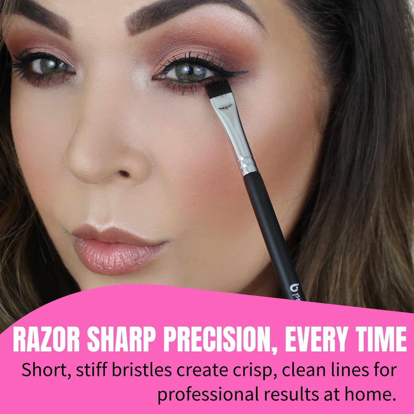 Beauty Junkees Flat Eyeliner Brush - Professional Precision Makeup Brush for Sharp Eye Liner, Eyebrow Shaping & Concealer Application