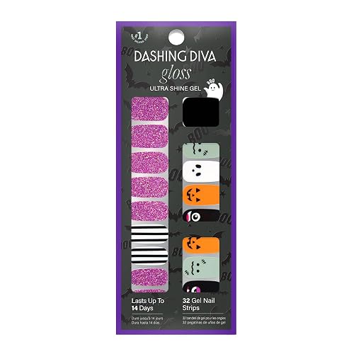 Dashing Diva Gloss Nail Strips - Monster League - UV Free, Chip Resistant, Long Lasting Gel Nail Stickers - 3-Piece Halloween Manicure Set - Contains Beauty & Personal Care Dashing Diva