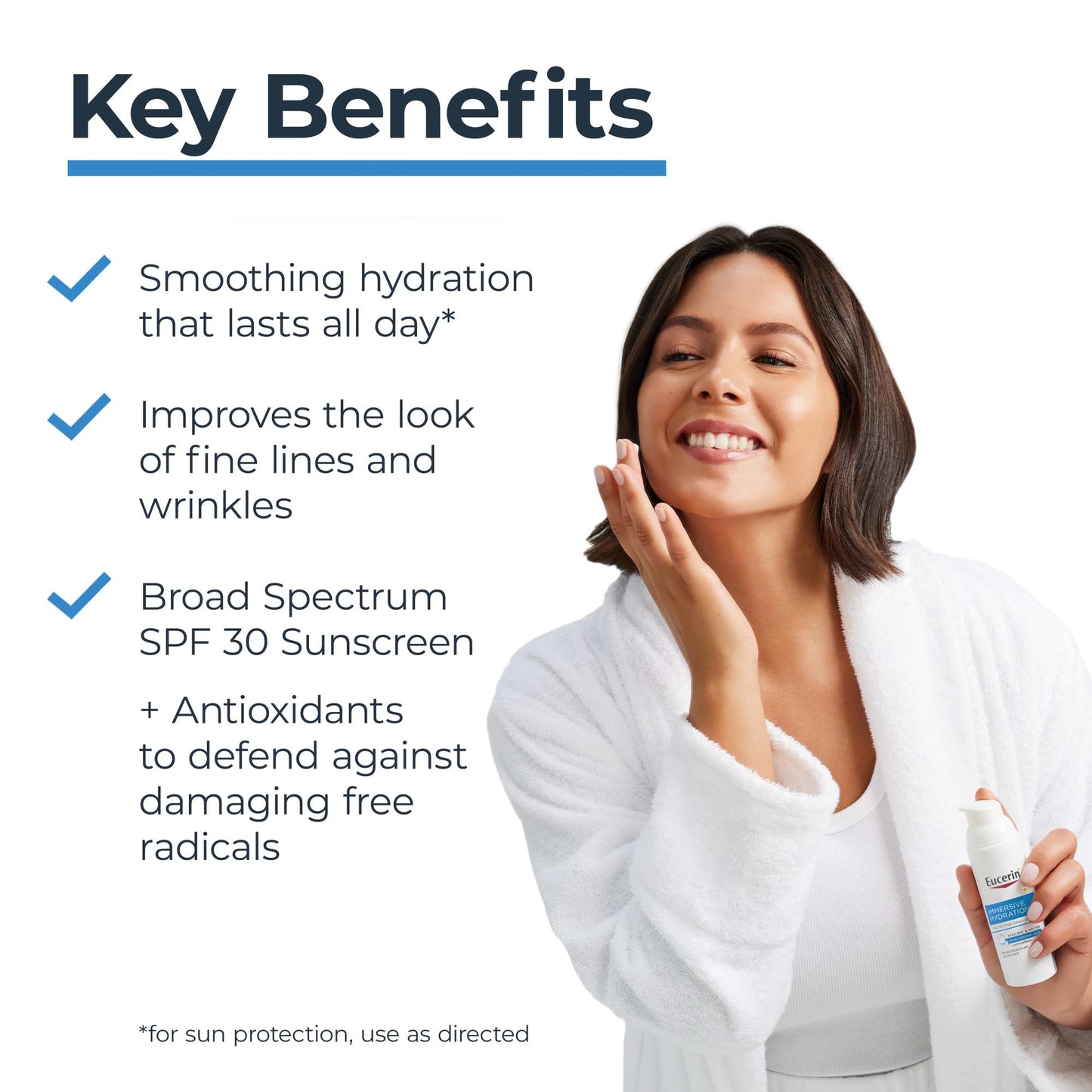 Eucerin Immersive Hydration Daily Face Lotion Broad Spectrum SPF 30 Sunscreen with Hyaluronic Acid, Lightweight Face Moisturizer Reduces Look Beauty and Personal Care Eucerin