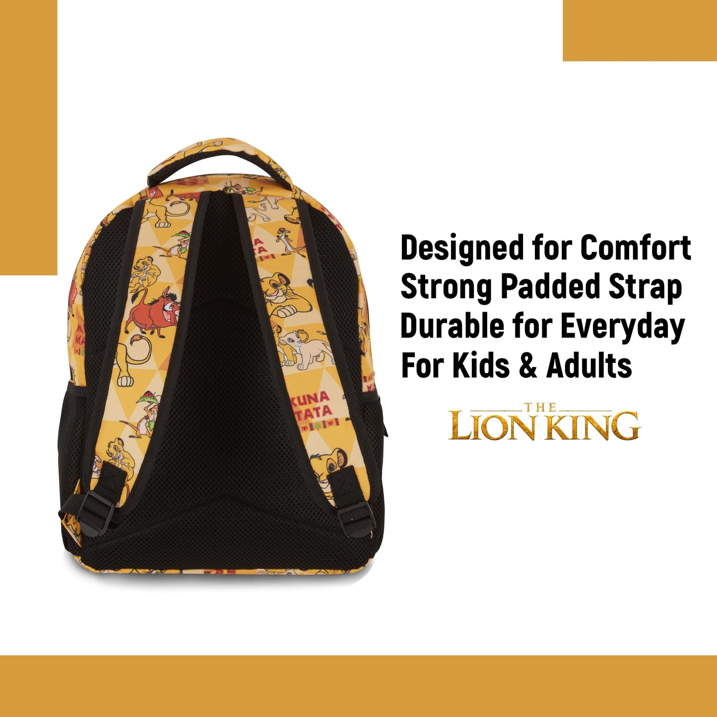 Disney The Lion King Kids Backpack - Hakuna Matata Adventure - Simba, Mufasa, Scar, Timon, and Pumbaa - Backpack for Boys, Girls, Toddlers, Kids, Adults