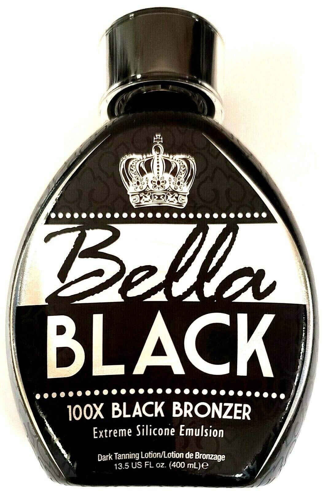Bella Black 100X Bronzer Tanning Lotion - Premium Tanning Bed Lotion with Extreme Silicone Emulsion and Banana Fruit Extract - Instant Results - Dark