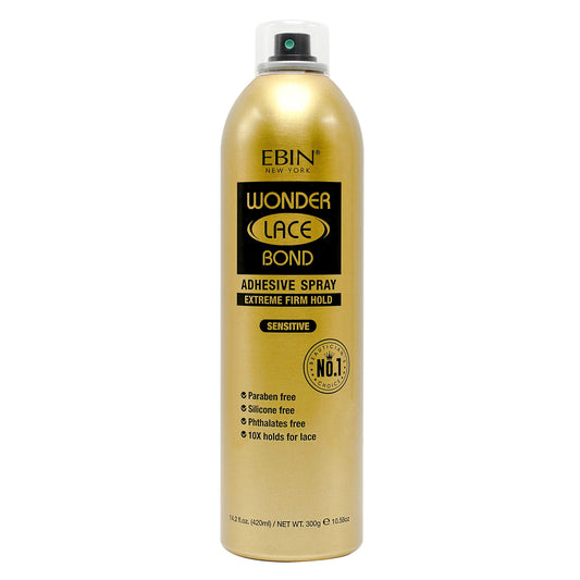 EBIN NEW YORK Wonder Lace Bond Adhesive Spray Sensitive - Extreme Firm Hold 14.2 fl. oz./ 420mL |Sensitive Use, Fast Drying,No Residue, No Build-up
