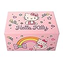 Hello Kitty Jewelry Box with Tray and Storage Official License, Pink Jewelry Box, Wood Jewelry Organizer, Sanrio Gifts (Pink)