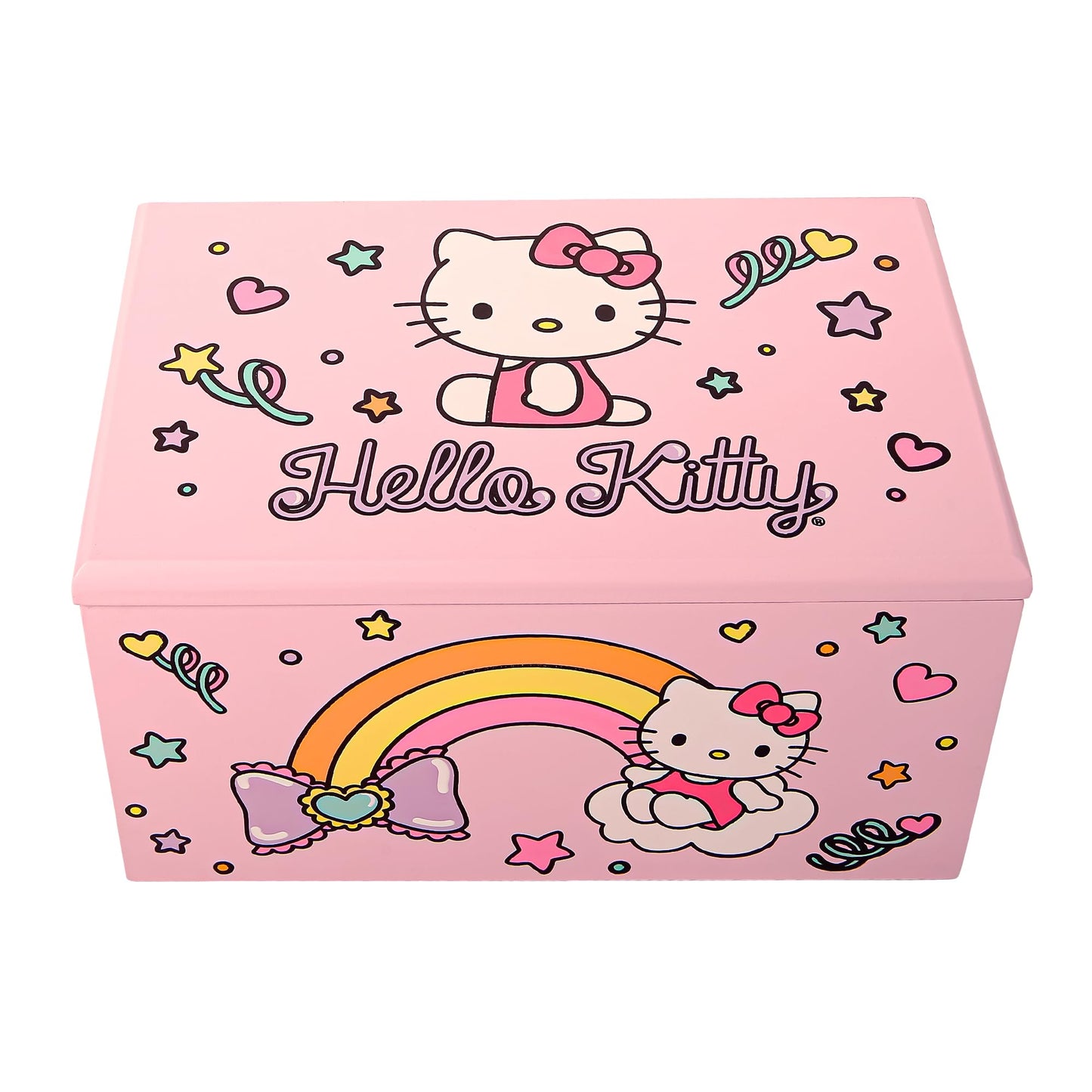 Hello Kitty Jewelry Box with Tray and Storage Official License, Pink Jewelry Box, Wood Jewelry Organizer, Sanrio Gifts (Pink)