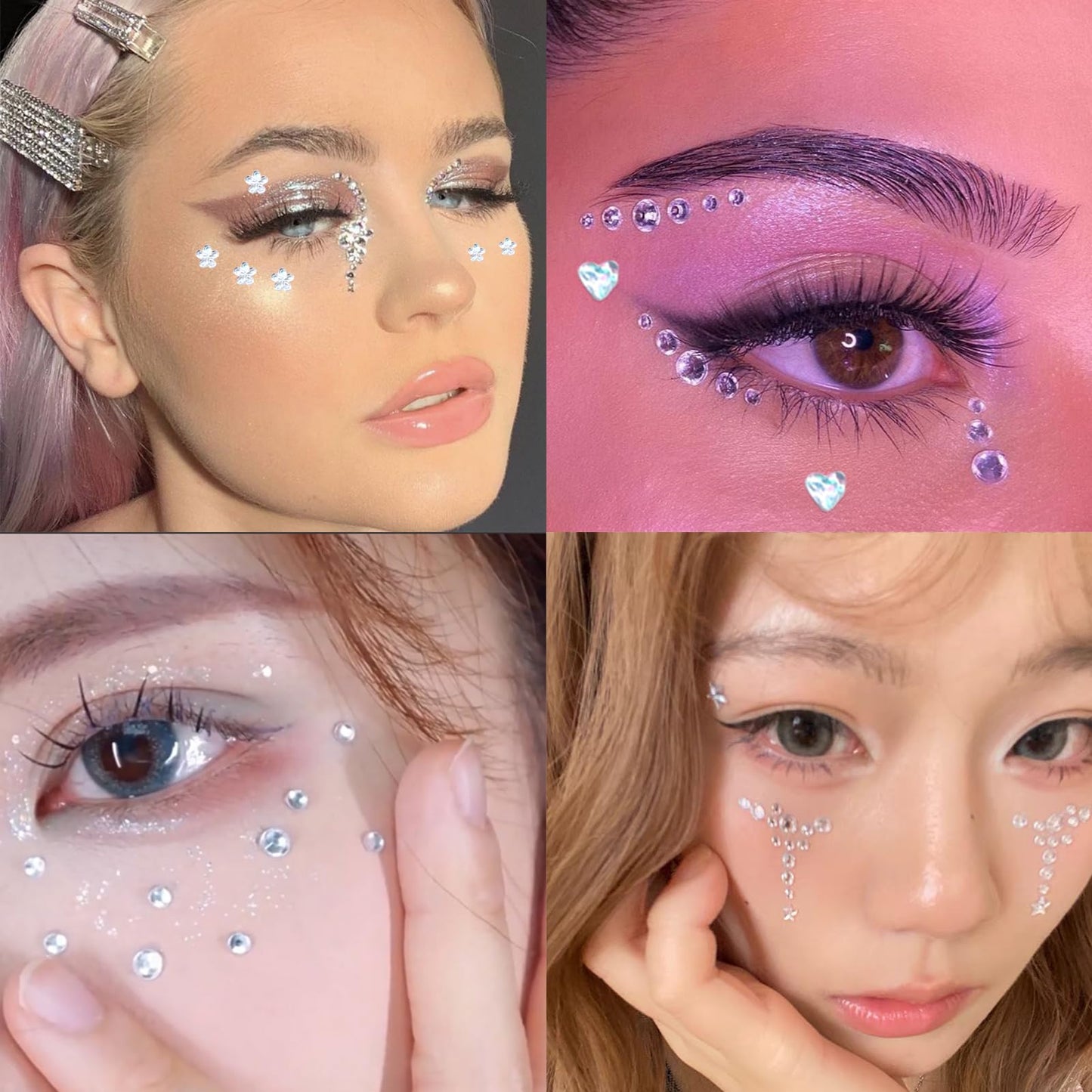 NOOEPC 660Pcs Face & Eye Gems, Self-Adhesive Rhinestones 3/4/5/6 mm DIY Face & Body Gems for Makeup & Crafts Beauty and Personal Care nooepc