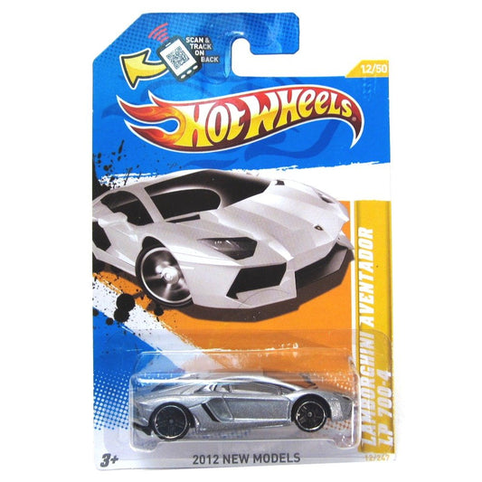 Hot Wheels Silver Lamborghini Aventador Lp 700-4 2012 New Models 1:64 Scale Collectible Die Cast Car