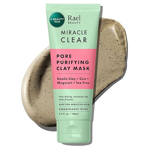 Rael Face Mask, Miracle Clear Clay Mask - Deep Pore Cleanser with Tea Tree & Gentle Exfoliation for Blackheads, Korean Skin Care (3.4 fl oz)