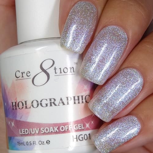 [HG01] Cre8tion - Holographic Collection Soak Off Gel [Easy Application] LED/UV cured 15mL/0.5 fl oz Beauty & Personal Care Cre8tion