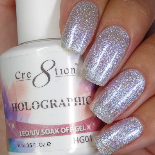 [HG01] Cre8tion - Holographic Collection Soak Off Gel [Easy Application] LED/UV cured 15mL/0.5 fl oz Beauty & Personal Care Cre8tion