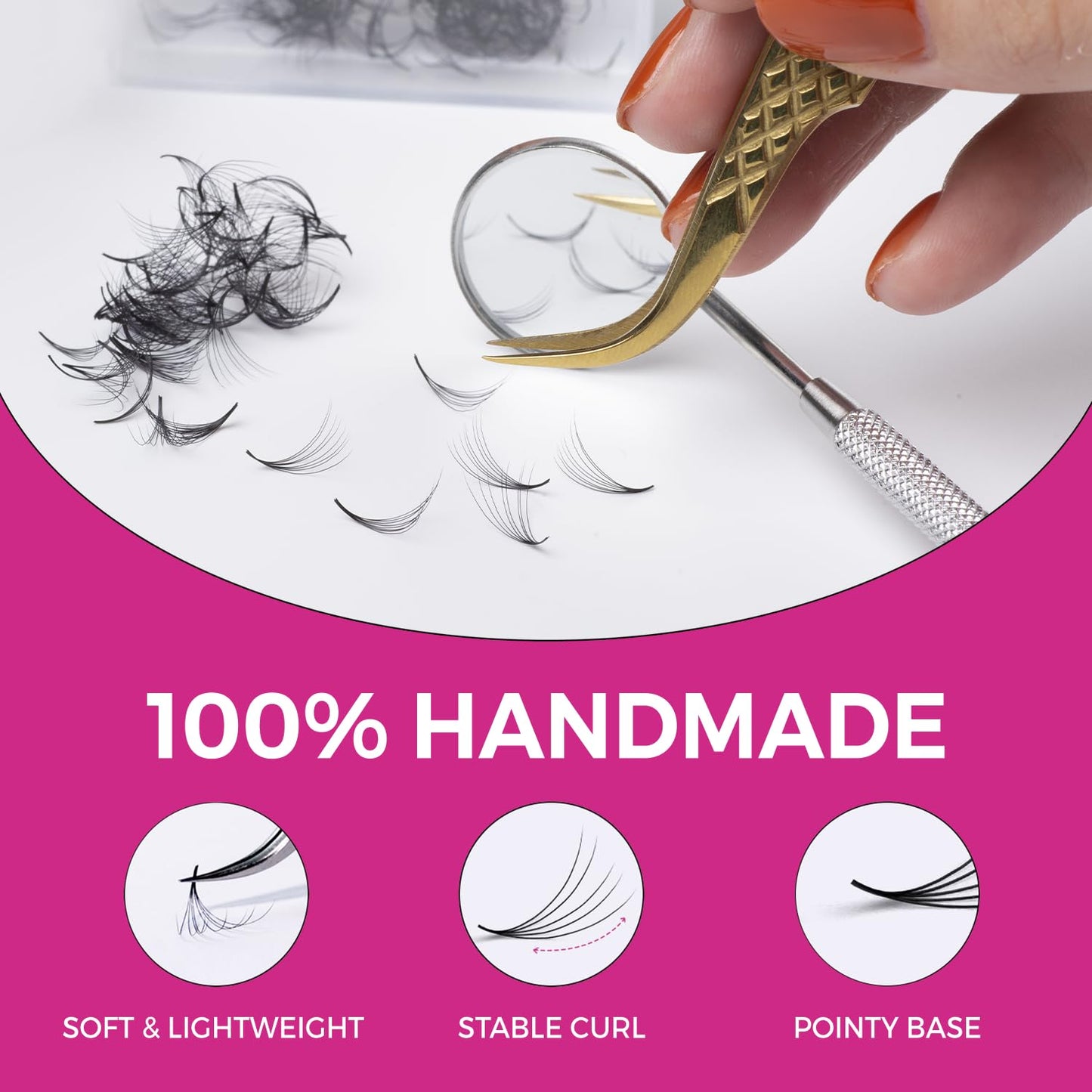 Eyesy Lash 500 Promade Fans - Volume Premade Lash Fans for Eyelash Extensions Pointy Base Handmade Loose Pre Made Eyelashes Middle Stem Soft Beauty and Personal Care Eyesy Lash