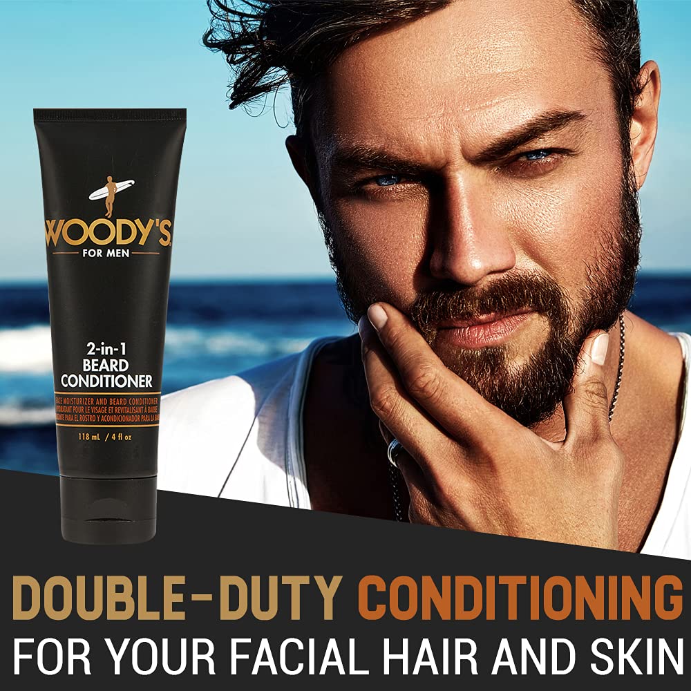 Woody's 2-in-1 Beard Conditioner for Men - Beard Softener for Men, Moisturizes & Conditions Dry Flaky Beards with Botanicals, 4fl oz
