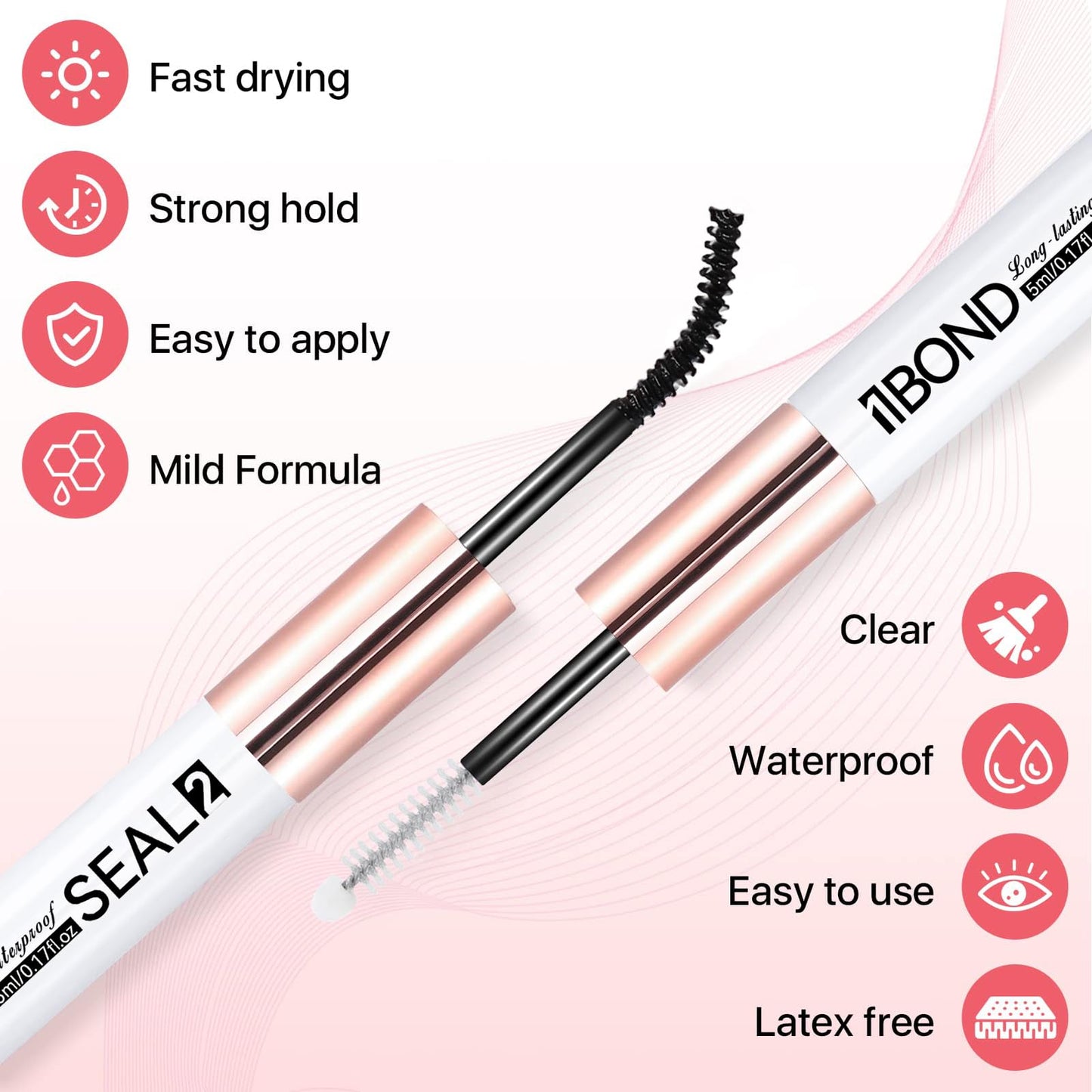 Miuffue Eyelash Glue, Lash Bond and Seal, Latex-Free Lash Glue for Sensitive Eyes, Strong Hold Eyelash Cluster Adhesive for 48 Hours Beauty and Personal Care Miuffue
