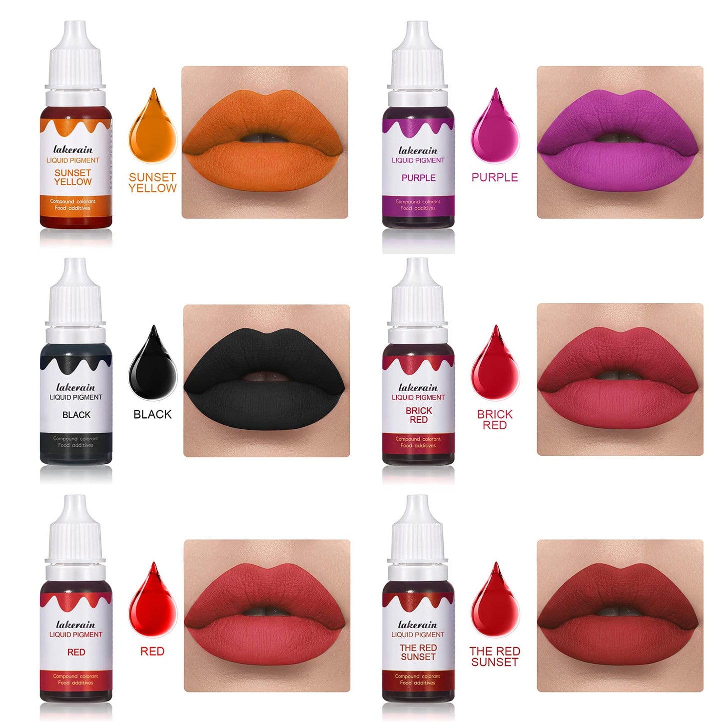 BONNIE CHOICE 12 Colors Liquid Lip Gloss Pigment Set, DIY Lipstick Liquid Pigment for Set Making Lip Gloss, DIY Lip Cosmetic Dye, Edible Coloring Pure