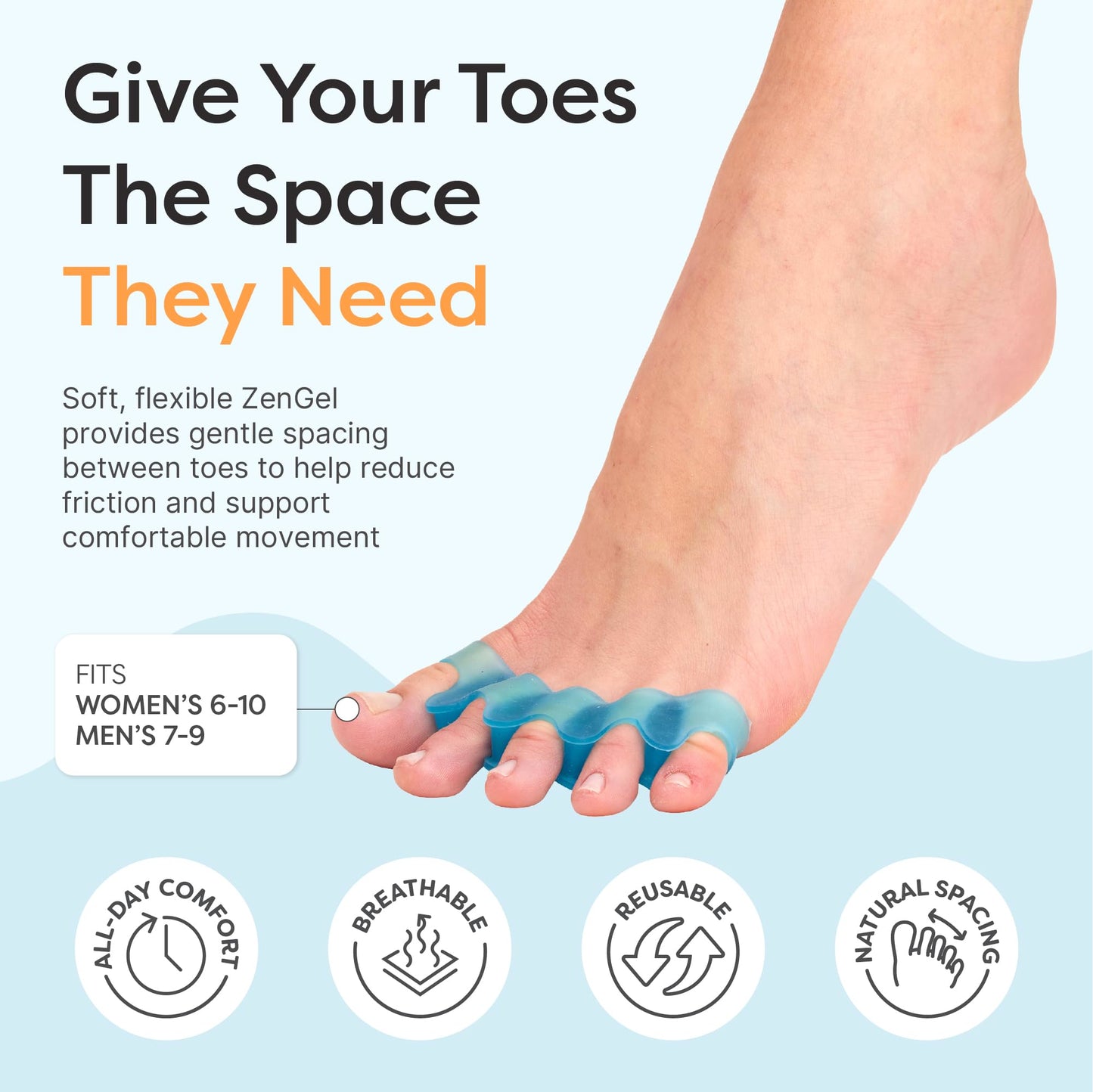 ZenToes Silicone Toe Spacers and Separators for Correct Toe Alignment, Bunion Relief, Hammertoe Straightener, Gel Orthopedic Corrector - 2 Pairs Beauty & Personal Care ZenToes