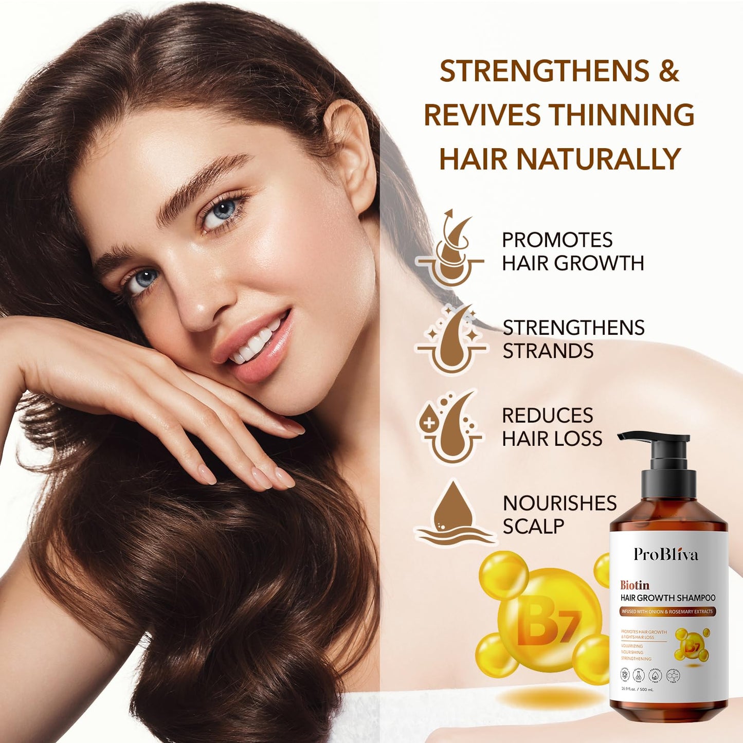 ProBliva Biotin Shampoo and Onion Conditioner Set for Thinning Hair in Adults 30+ - Strengthening Duo Reduces Shedding, Supports Fuller & Stronger