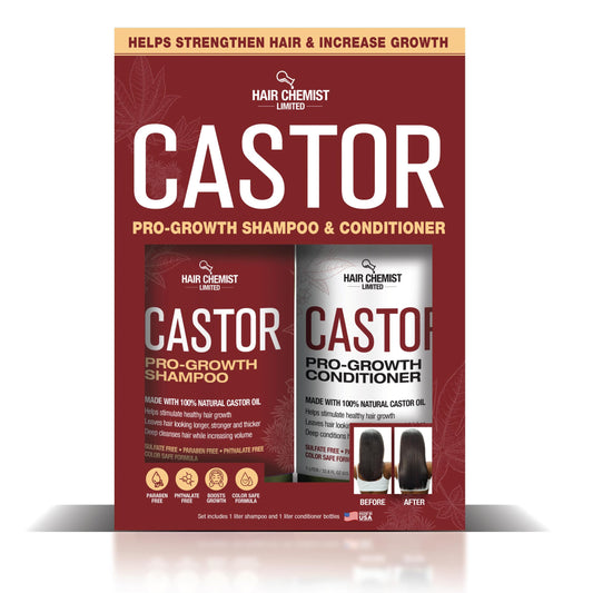 Hair Chemist Castor Pro-Growth Shampoo 33.8 oz. AND Conditioner 33.8 oz. 2-PC Boxed Gift Set - Made with Natural Castor Oil for Hair Growth, Sulfate Beauty & Personal Care Hair Chemist