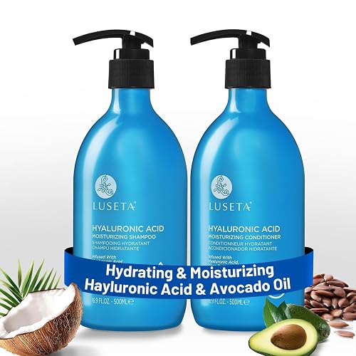 Luseta Deep Hydrating Hyaluronic Acid Shampoo and Conditioner Set for Dry Damaged Hair - Sulfate Free Moisturizing Hair Care with Shea Butter