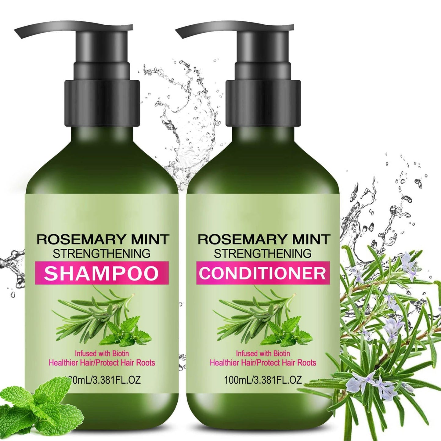 Rosemary Hair Care Shampoo & Conditioner Set, Hair Care Set for All Hair Types, Gentle Cleansing,Moisture Repair,Frizz Control,Shine Boost,Volume