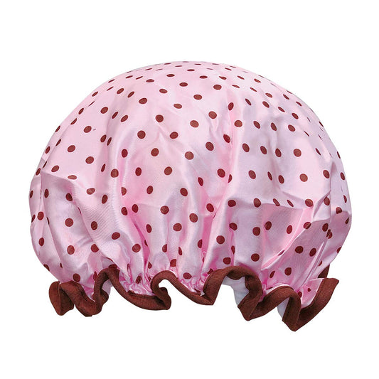allydrew Reusable Women's Waterproof Shower Caps for Long Hair, Pink Polka Dots Beauty & Personal Care allydrew