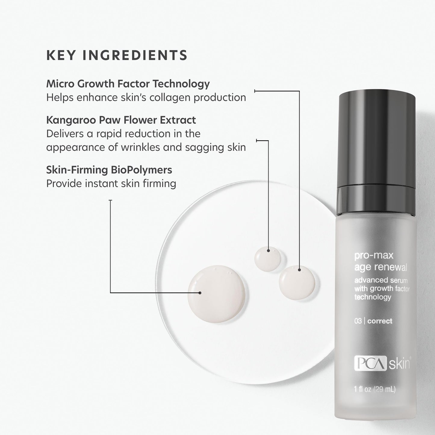 PCA SKIN Pro Max Age Renewal Anti Aging Serum, Anti Aging Face Serum for Reducing Wrinkles and Sagging Skin, Helps Lift and Firm Skin on Face