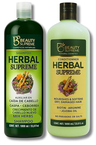 Herbal Shampoo + Conditioner Combo,1000 ml(33.8 fl oz)Each-W/Tepezcohuite,Nettle, Aloe Vera (Sábila),Neem, Rosemary,Horsetail & More-Natural Botanical