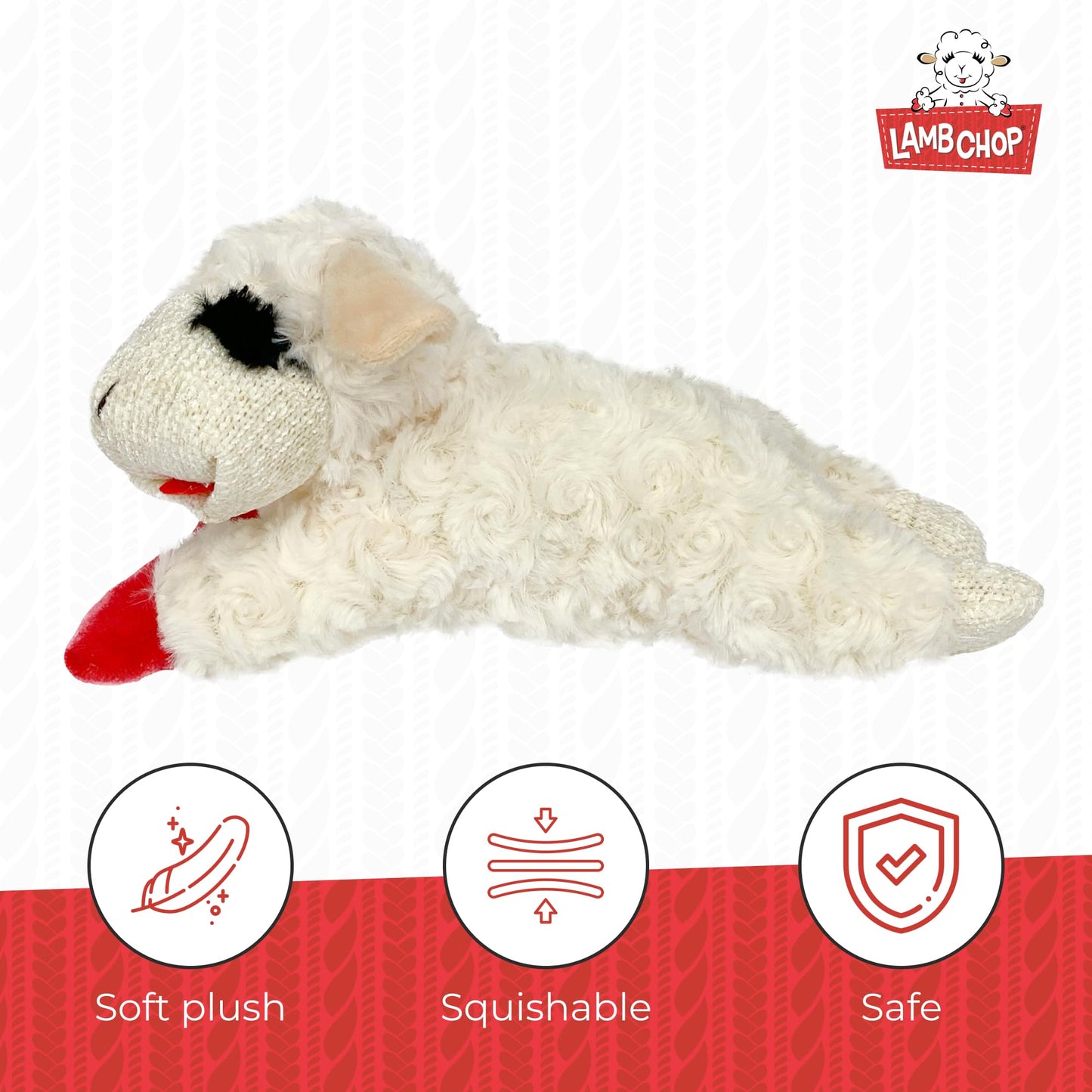 Multipet Lamb Chop Plush Dog Toy – 10" Soft Squeaky Stuffed Animal for Small & Medium Dogs – 5 Squeakers, Cream, Cuddly & Fun