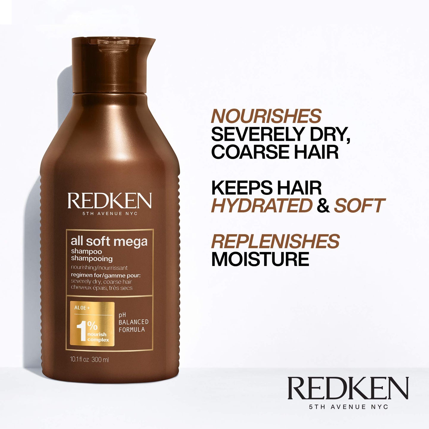 Redken All Soft Mega Shampoo | For Extremely Dry Hair | Moisturizes & Hydrates Severely Dry Hair | With Aloe Vera | 10.1 Fl Oz