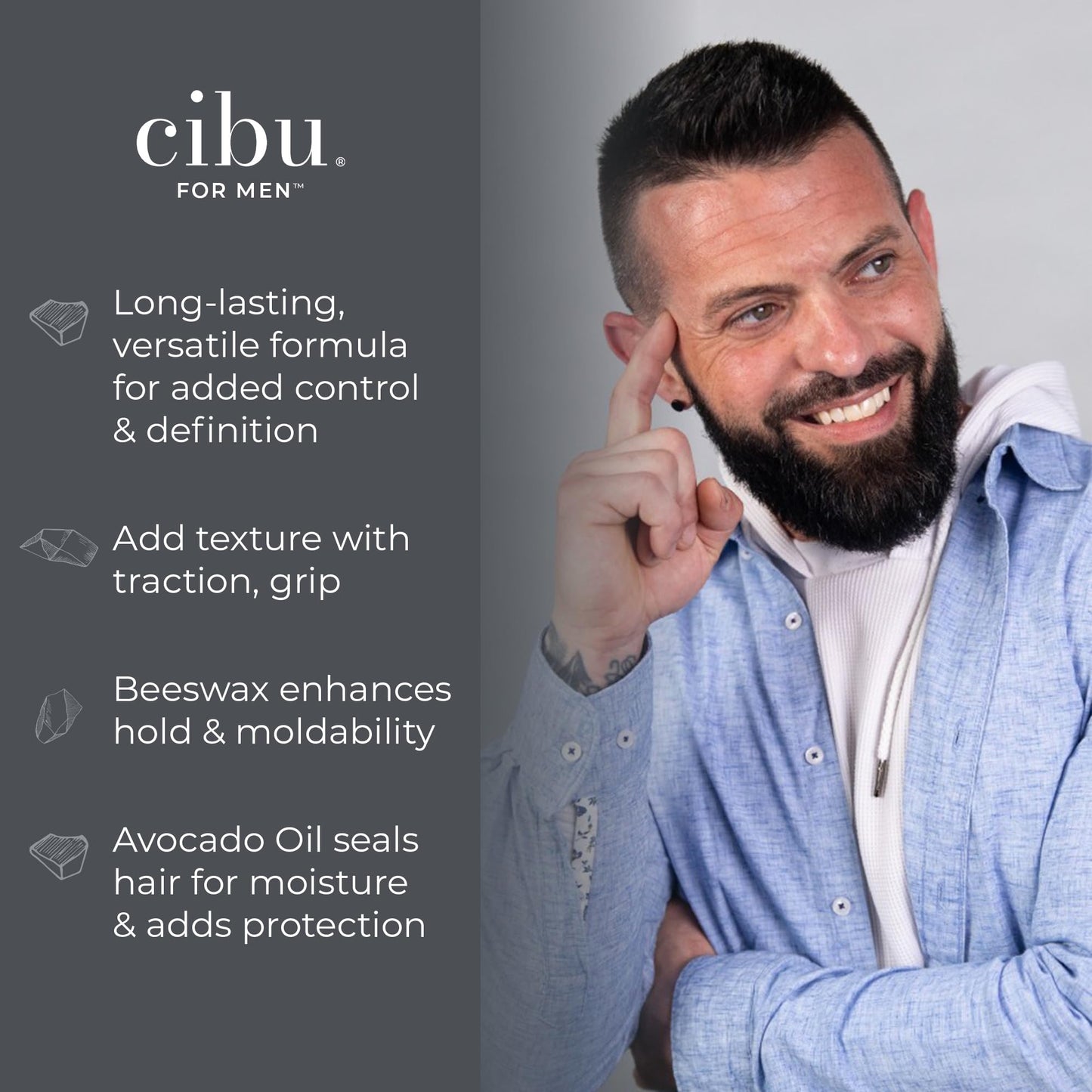 CIBU for Men Texture Paste Pomade 4 oz - Strong Hold Pomade for Men for Long Lasting Hold Texture, and Definition - Ideal for Messy, Sleek, and Casual