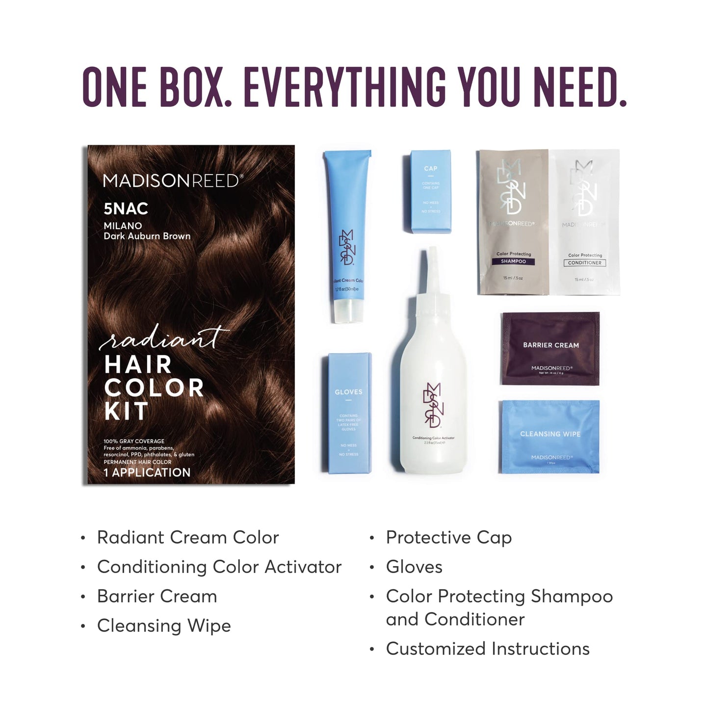 Madison Reed Radiant Hair Color Kit - 5NAC Dark Chocolate Brown with Copper-Auburn Undertones (Milano Brown), Permanent Hair Dye, Dimensional Superior