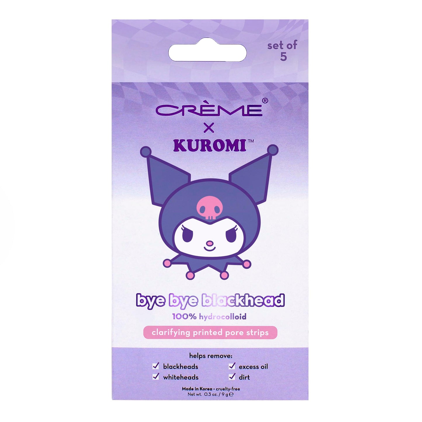 The Crème Shop Kuromi Bye Bye Blackhead Printed Pore Strips | Nose Pore & Blackhead Strips | Pore Cleaner Blackhead Remover for Face | Blackhead
