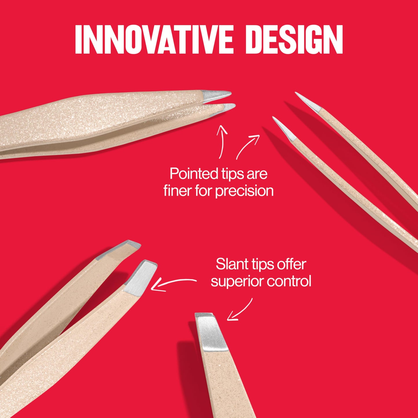 Revlon Designer Series Mini Tweezer Set, Hair Removal Tool Kit with Slant & Point Tips, Portable and Easy to Use, Made with Long Lasting Stainless