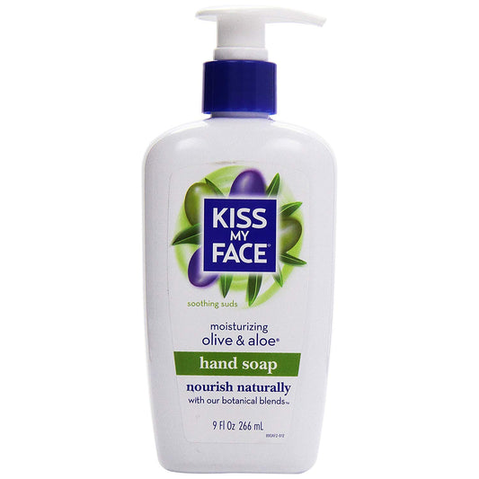 Kiss My Face Moisturizing Hand Soap, Olive & Aloe 9 oz (Pack of 4)