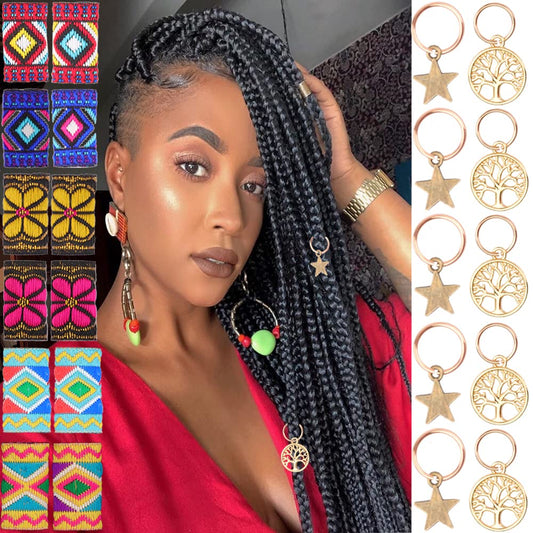 NA 22Pieces Fine Dreadlock Includes 12Pieces Fabric Dreadlock Beads Hair Accessories Fashion Braiding Tubes Dreadlock Beads Hair Decoration and 10