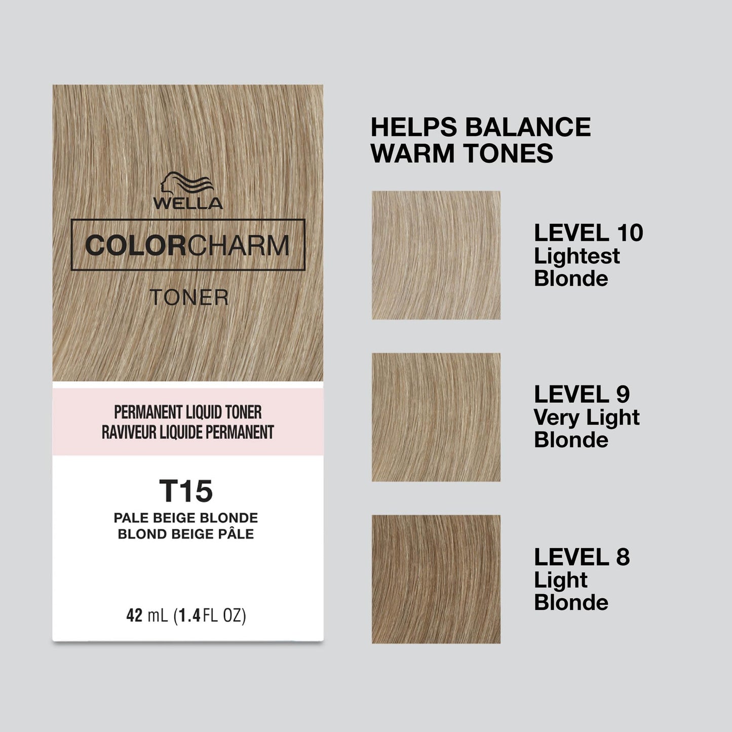 COLORCHARM Permanent Liquid Toners | Neutralize Brass | Free of Parabens | Vegan | T15 Pale Beige Blonde | 1.4 Fl Oz
