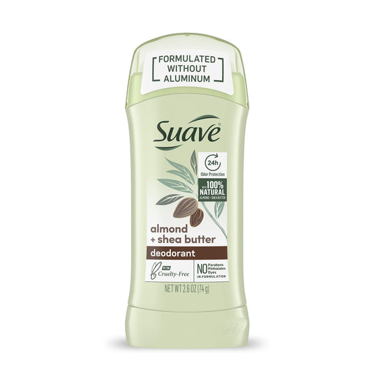 Suave Aluminum Free Deodorant for Women 24-Hour Odor Protection Almond & Shea Butter Cruelty-Free 2.6 oz Beauty and Personal Care Suave